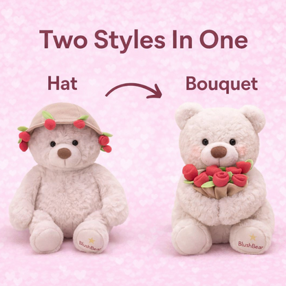 BlushBear™ – Convertible Teddy with Flower Bouquet